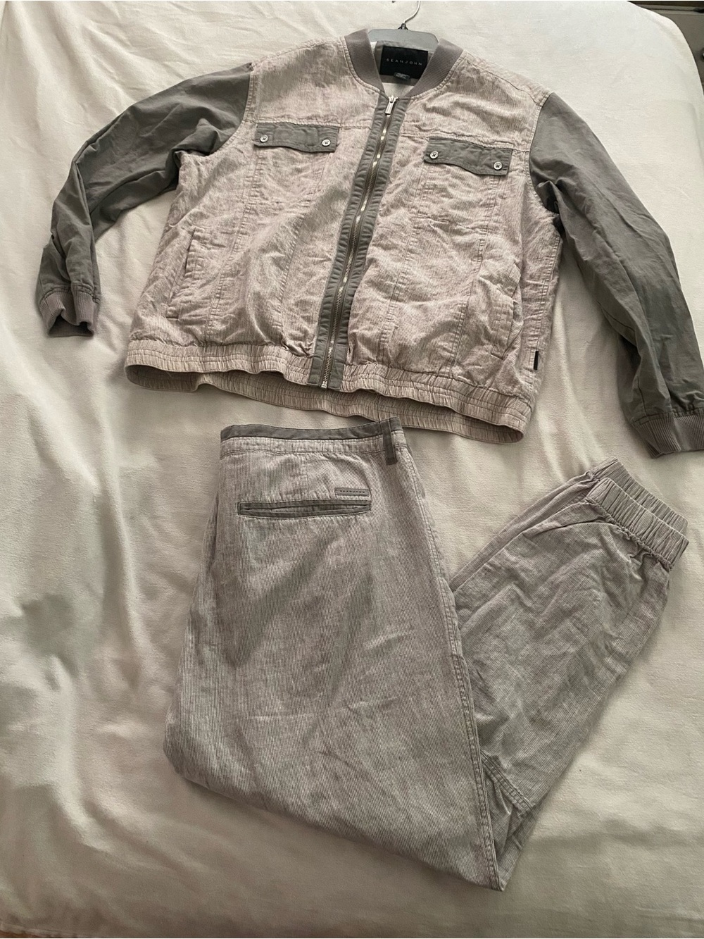 Sean John Light Gray Linen-Cotton Pants